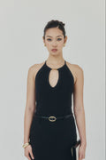 SYCON Noir Halter Neck Crepe Top