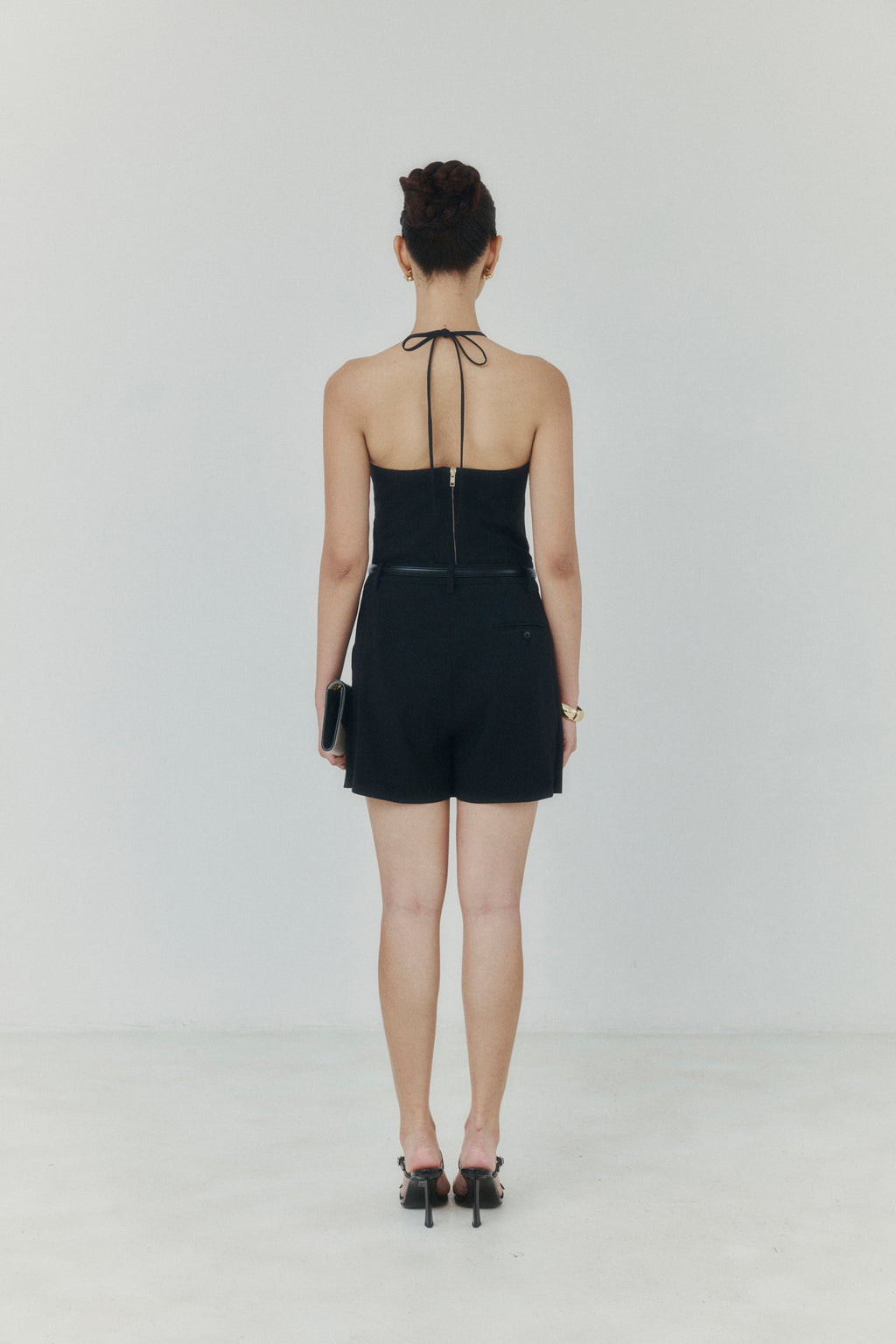 SYCON Noir Halter Neck Crepe Top