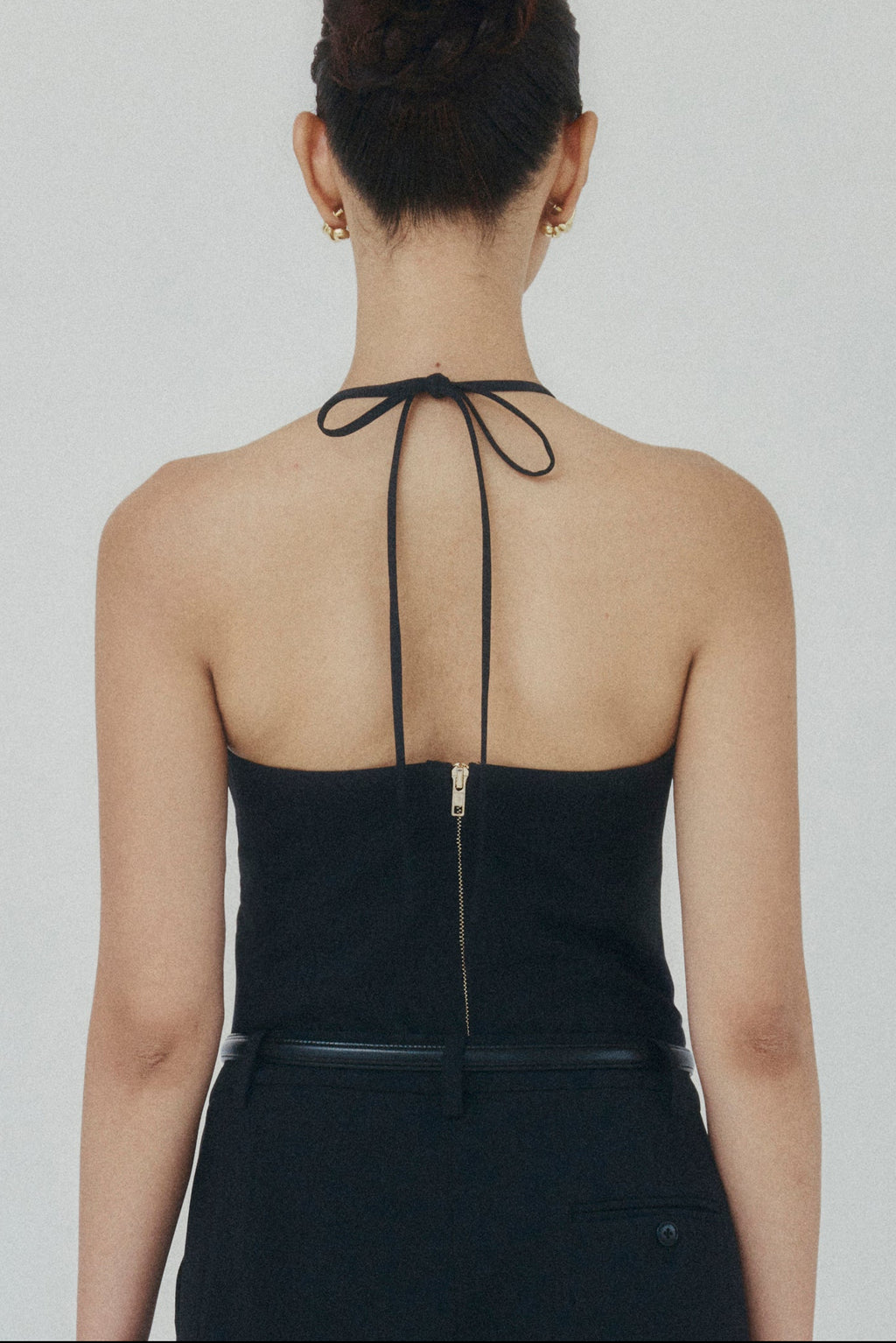 SYCON Noir Halter Neck Crepe Top