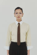 Pastel Gold Sand Contrast Cotton Shirt