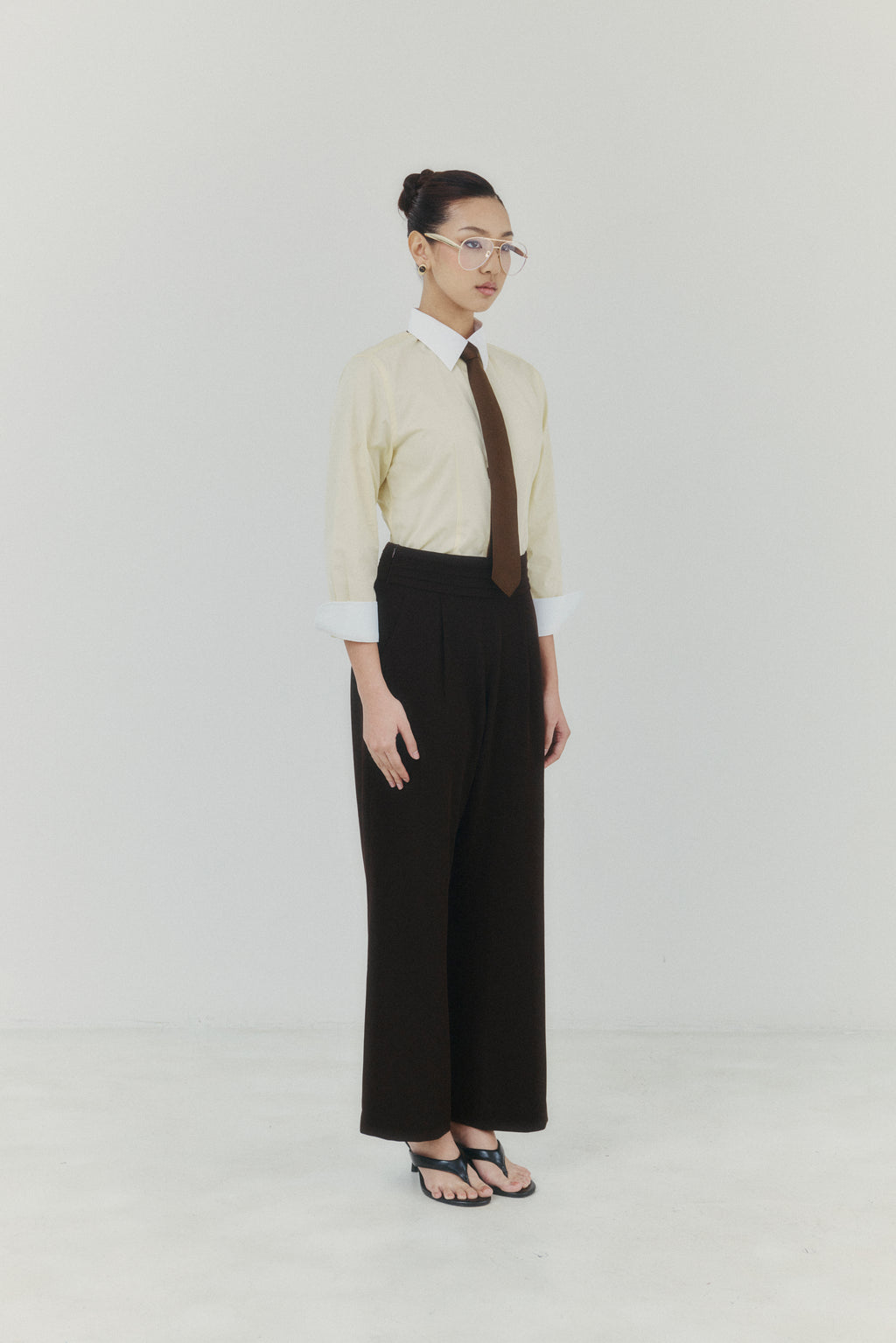 Pastel Gold Sand Contrast Cotton Shirt