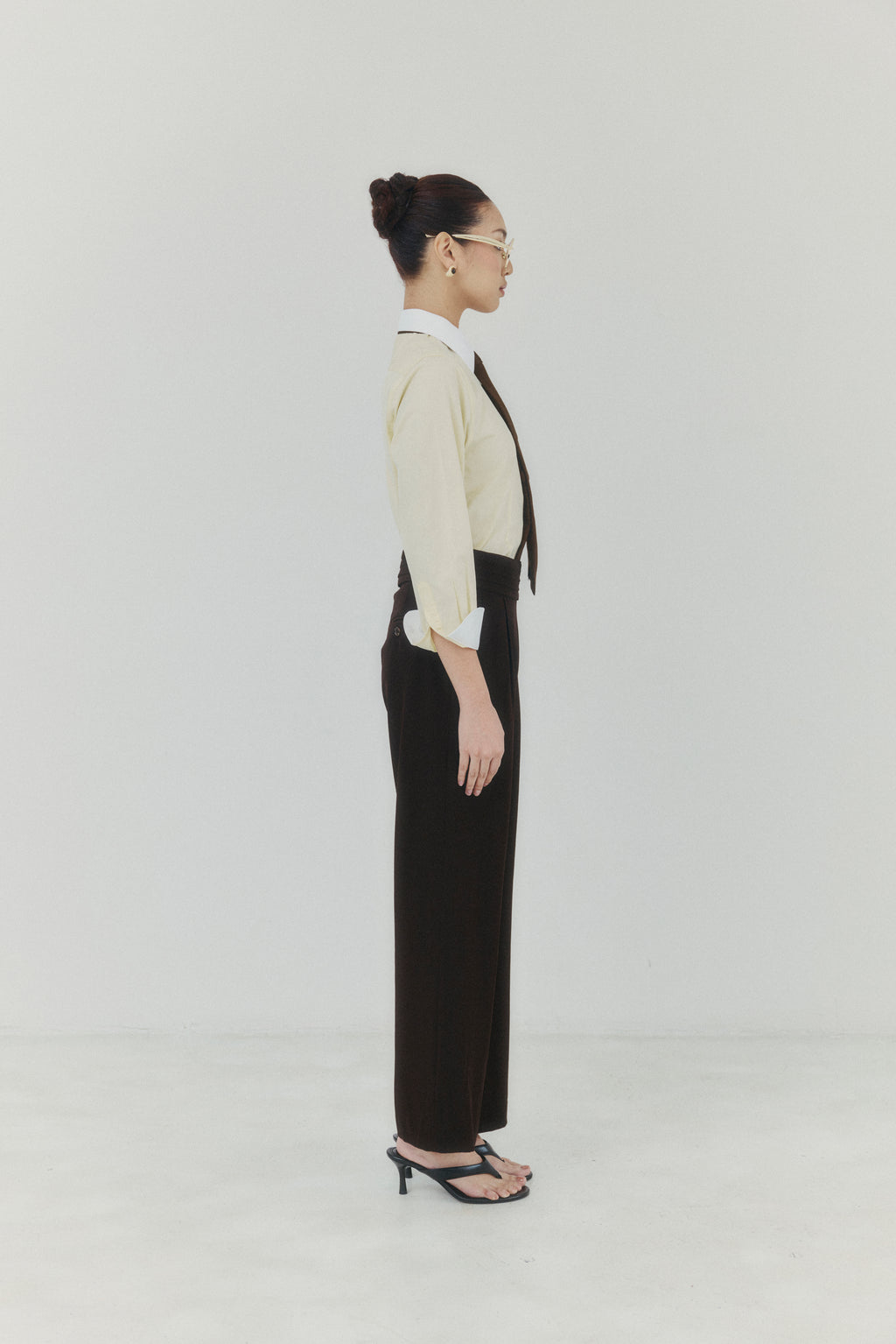 Pastel Gold Sand Contrast Cotton Shirt