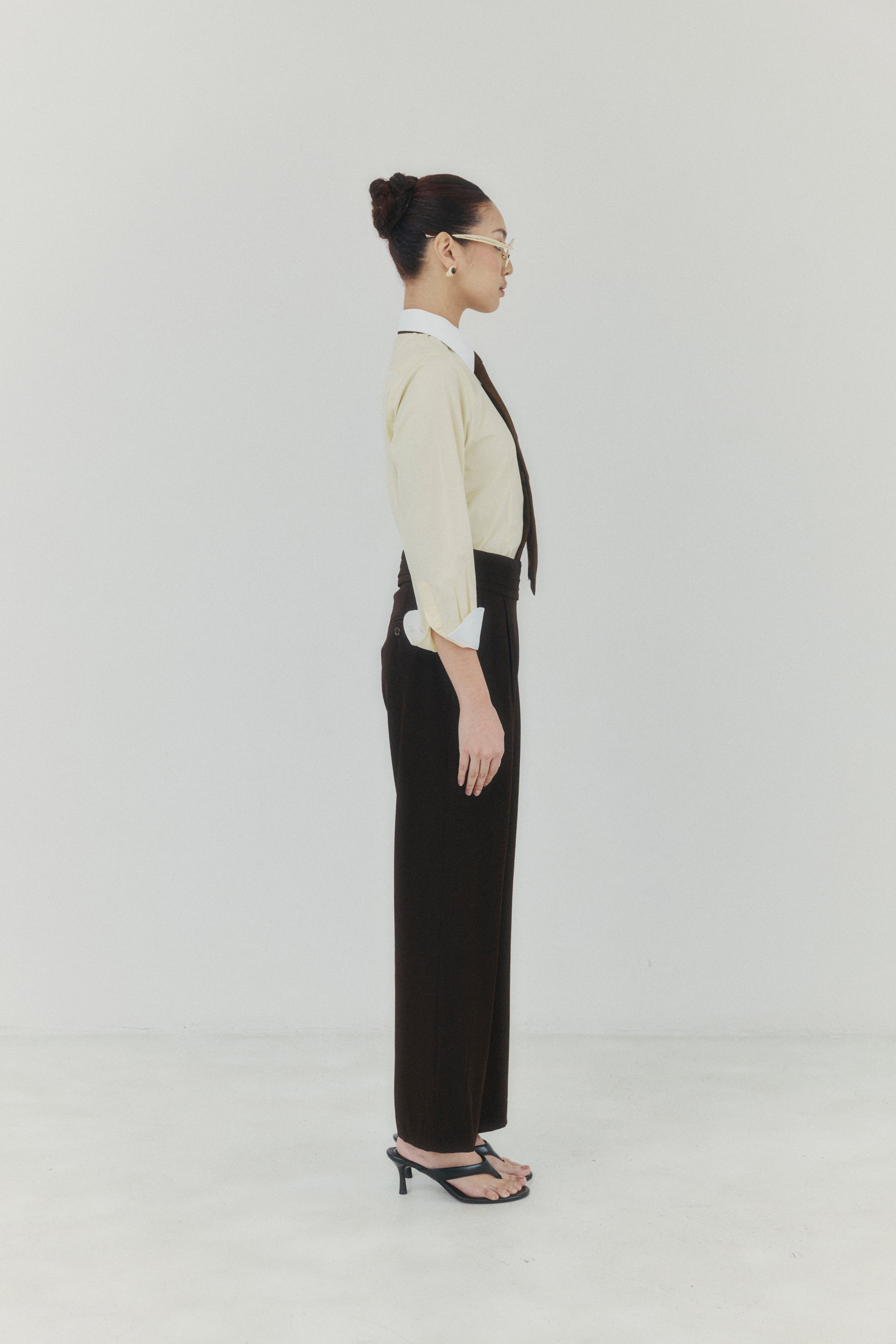 Pastel Gold Sand Contrast Cotton Shirt