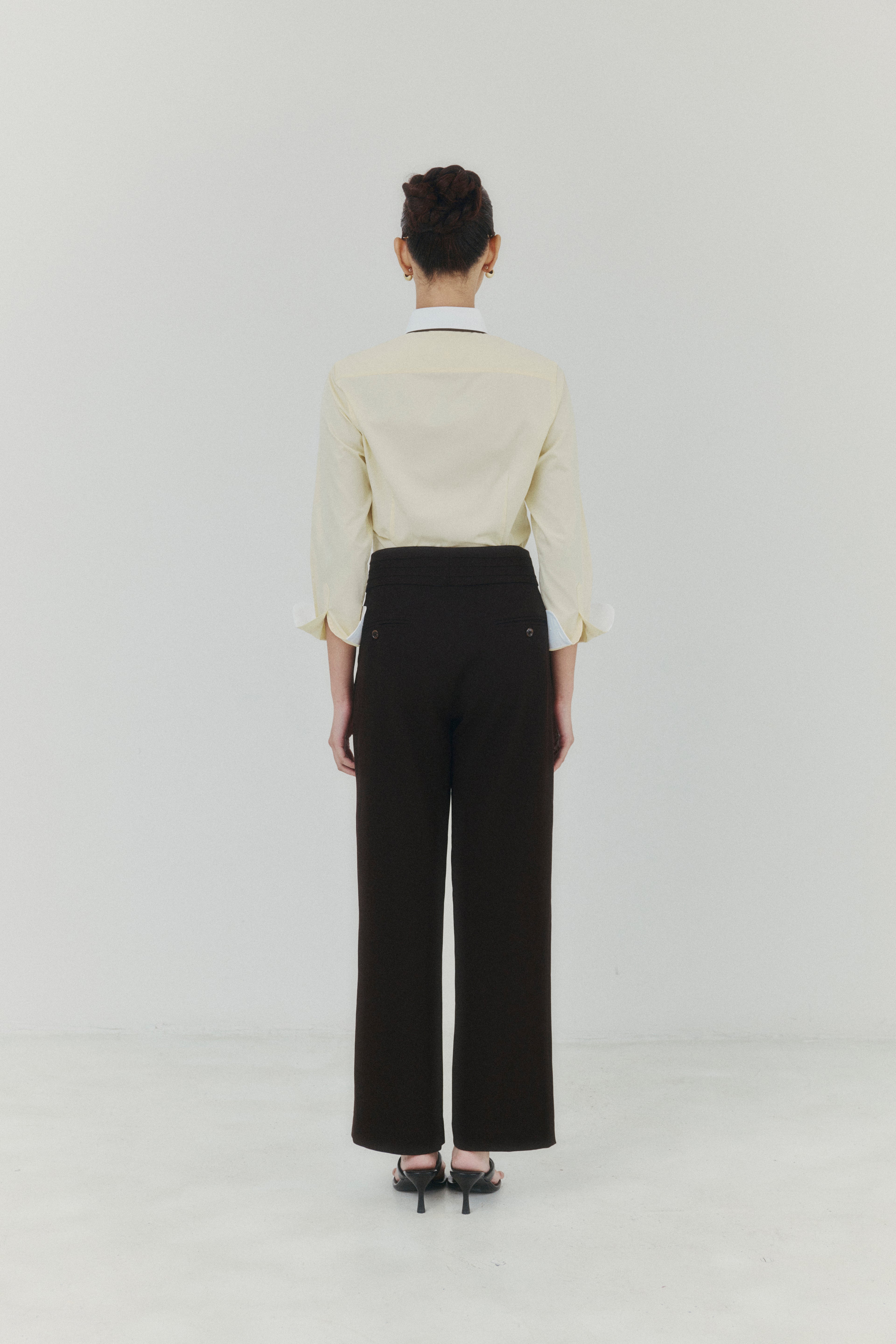 Pastel Gold Sand Contrast Cotton Shirt