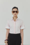 Pastel Blush Contrast Cotton Shirt