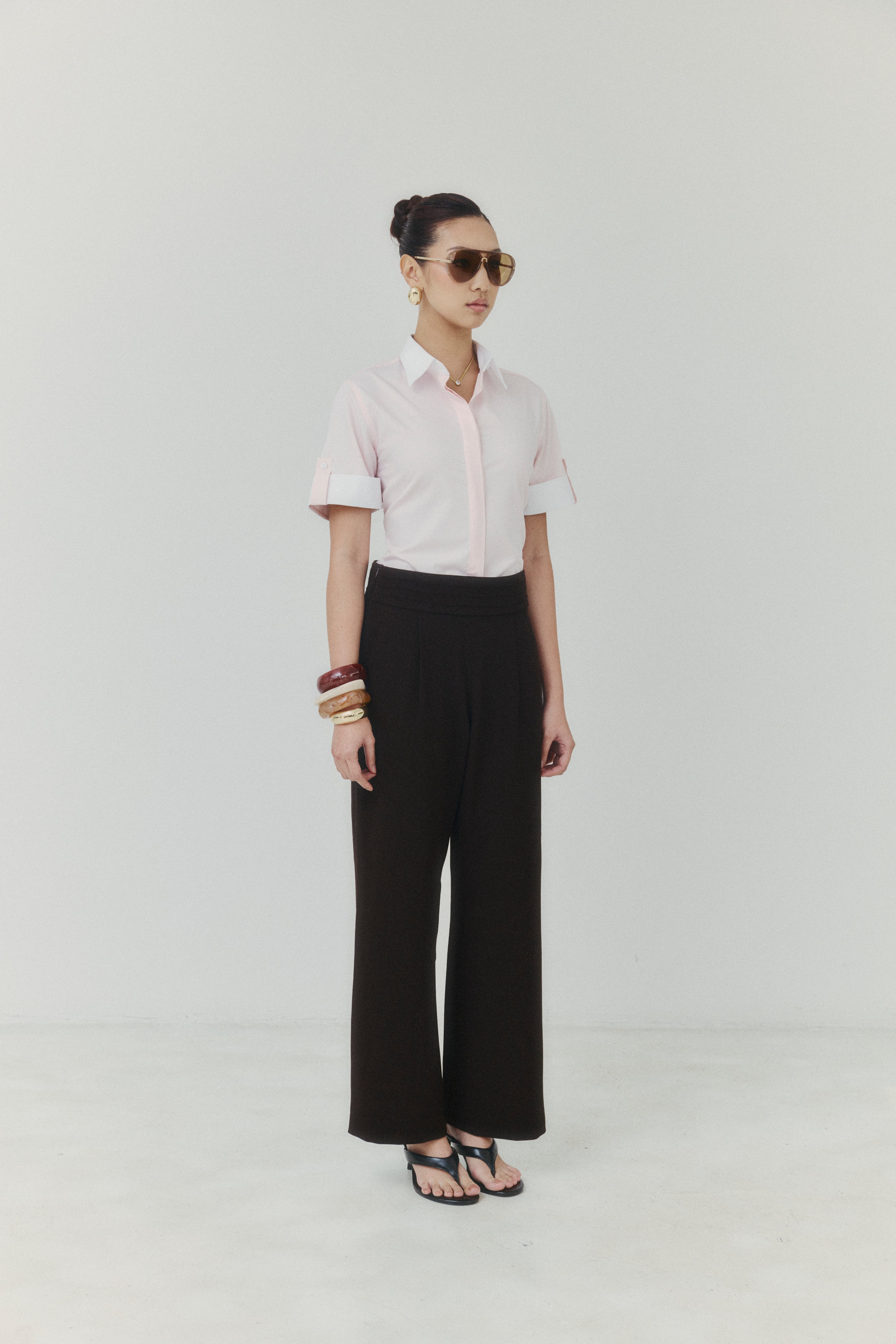 Café Noir High‑Waisted Wide‑Leg Trousers