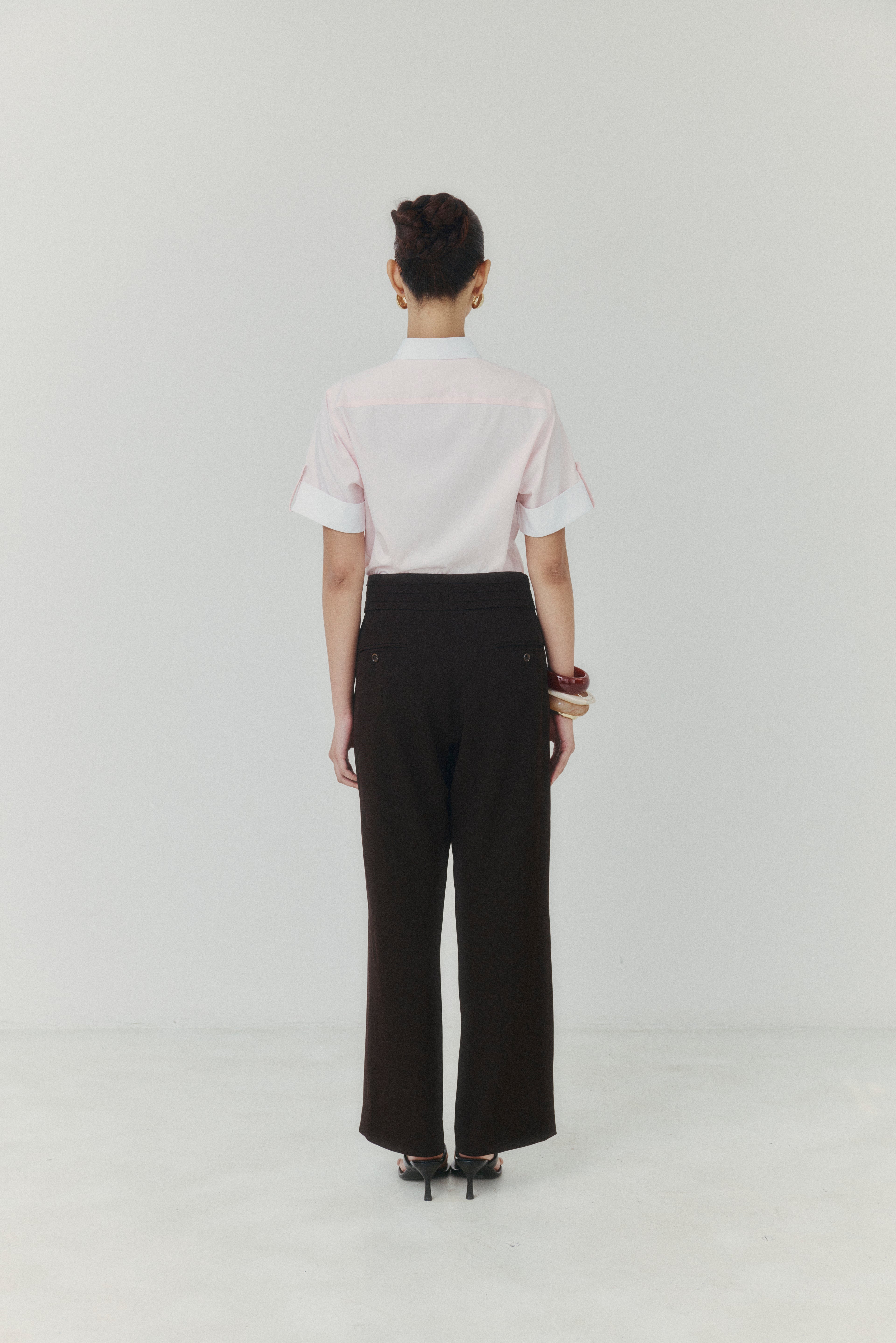Pastel Blush Contrast Cotton Shirt
