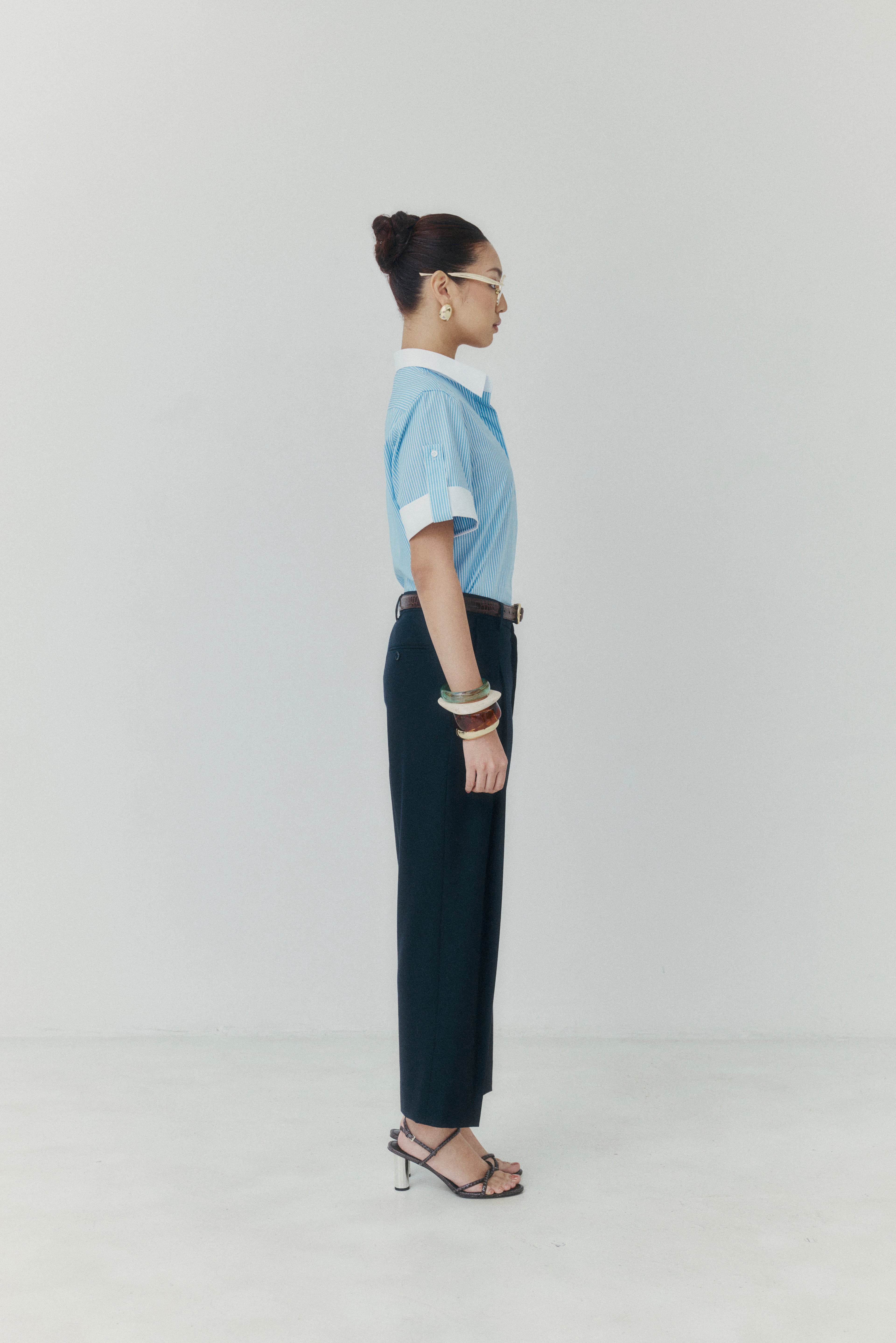 Azure Stripe Contrast Shirt