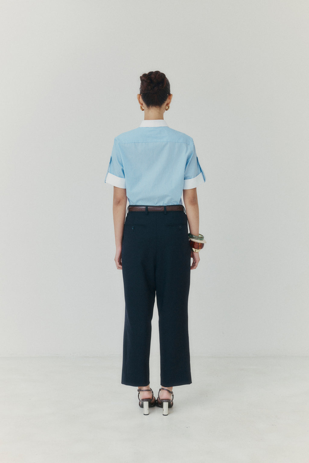 Azure Stripe Contrast Shirt