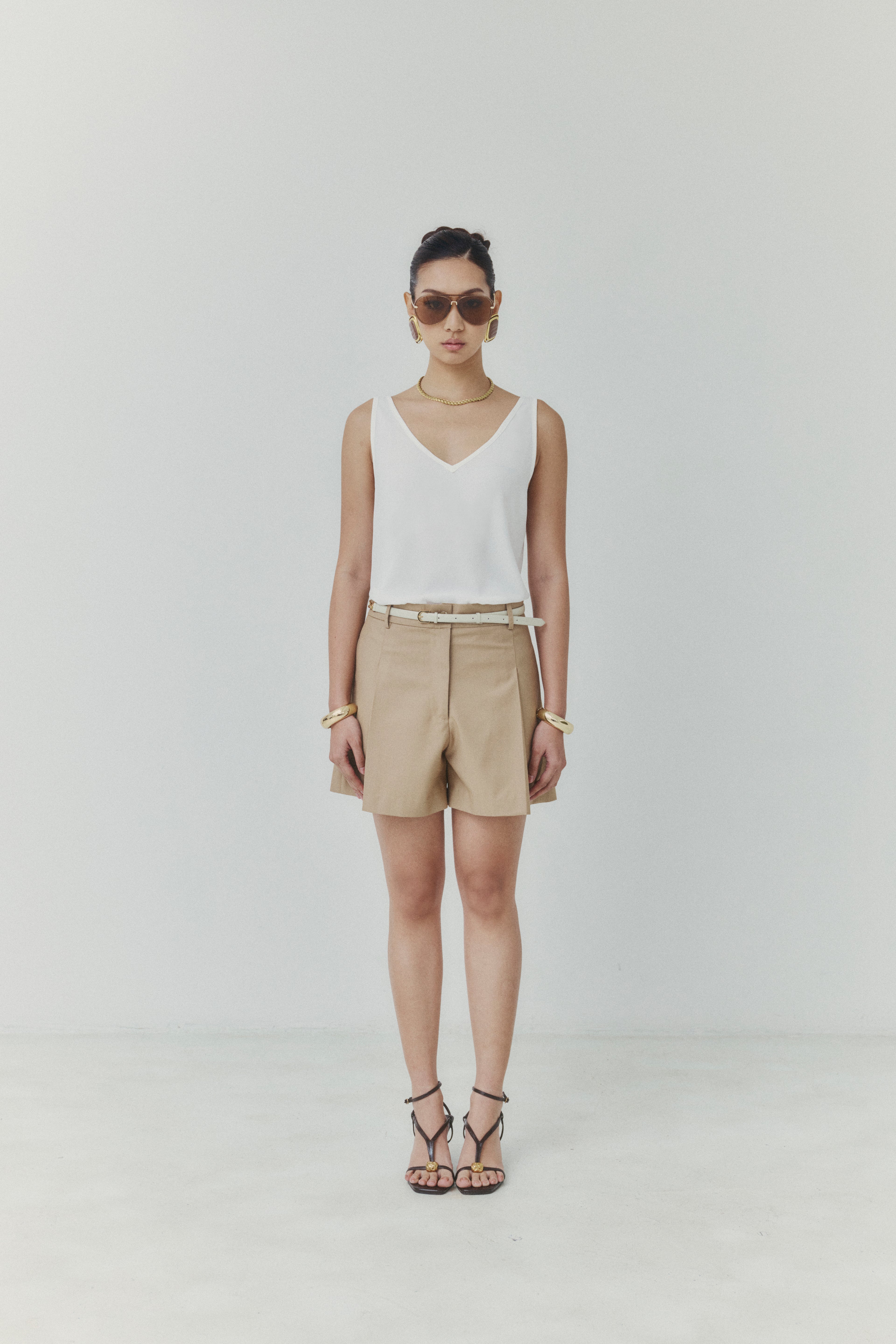 Ivory White Reversible Chiffon Top