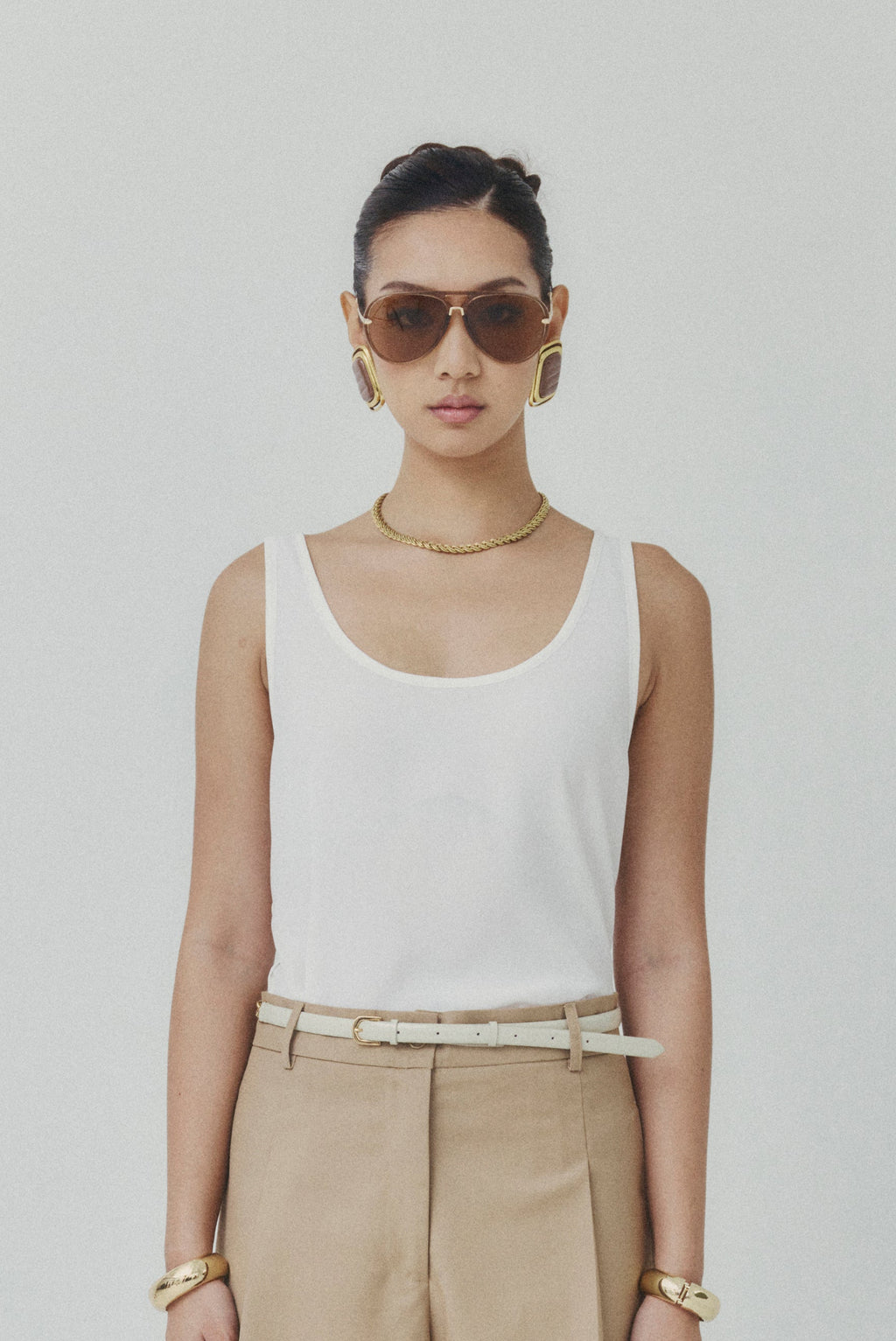 Ivory White Reversible Chiffon Top
