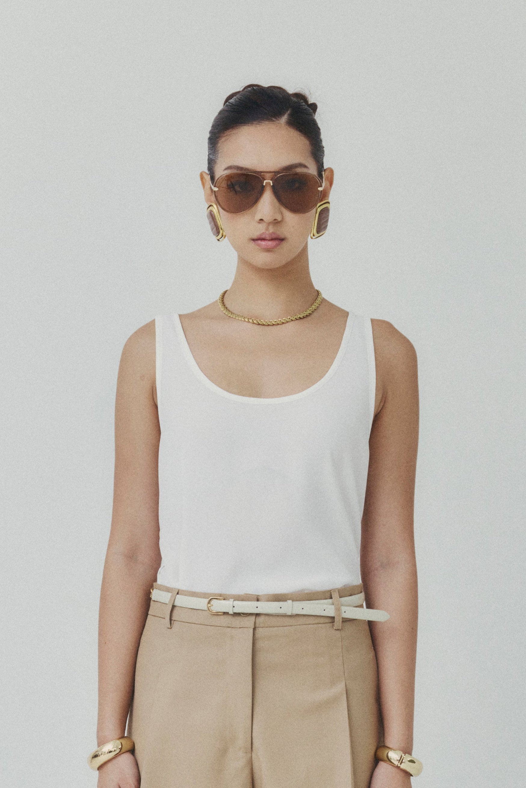 Ivory White Reversible Chiffon Top