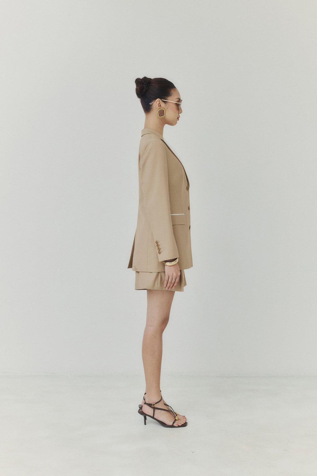 Écru Beige Single‑Breasted Blazer