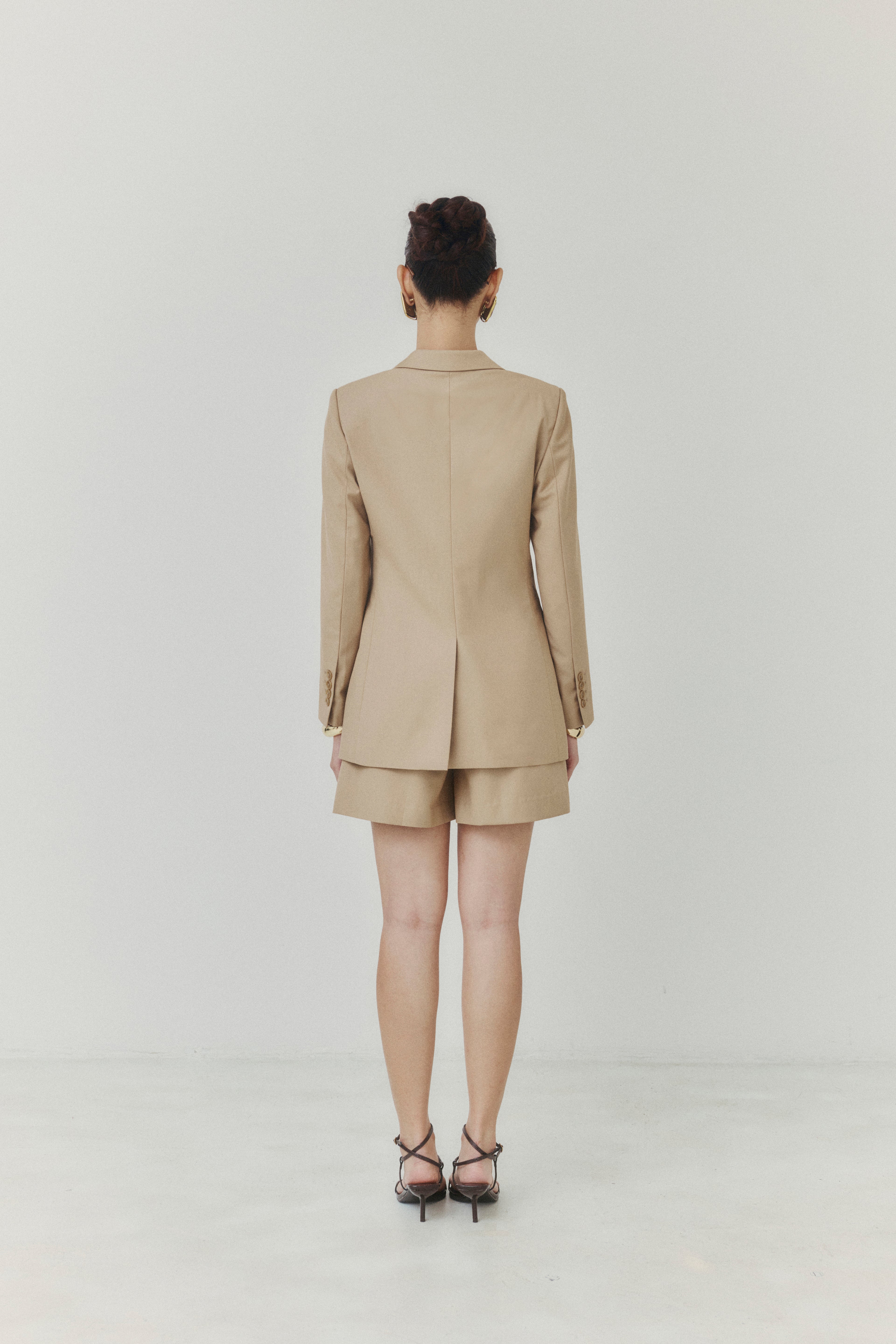 Écru Beige Single‑Breasted Blazer