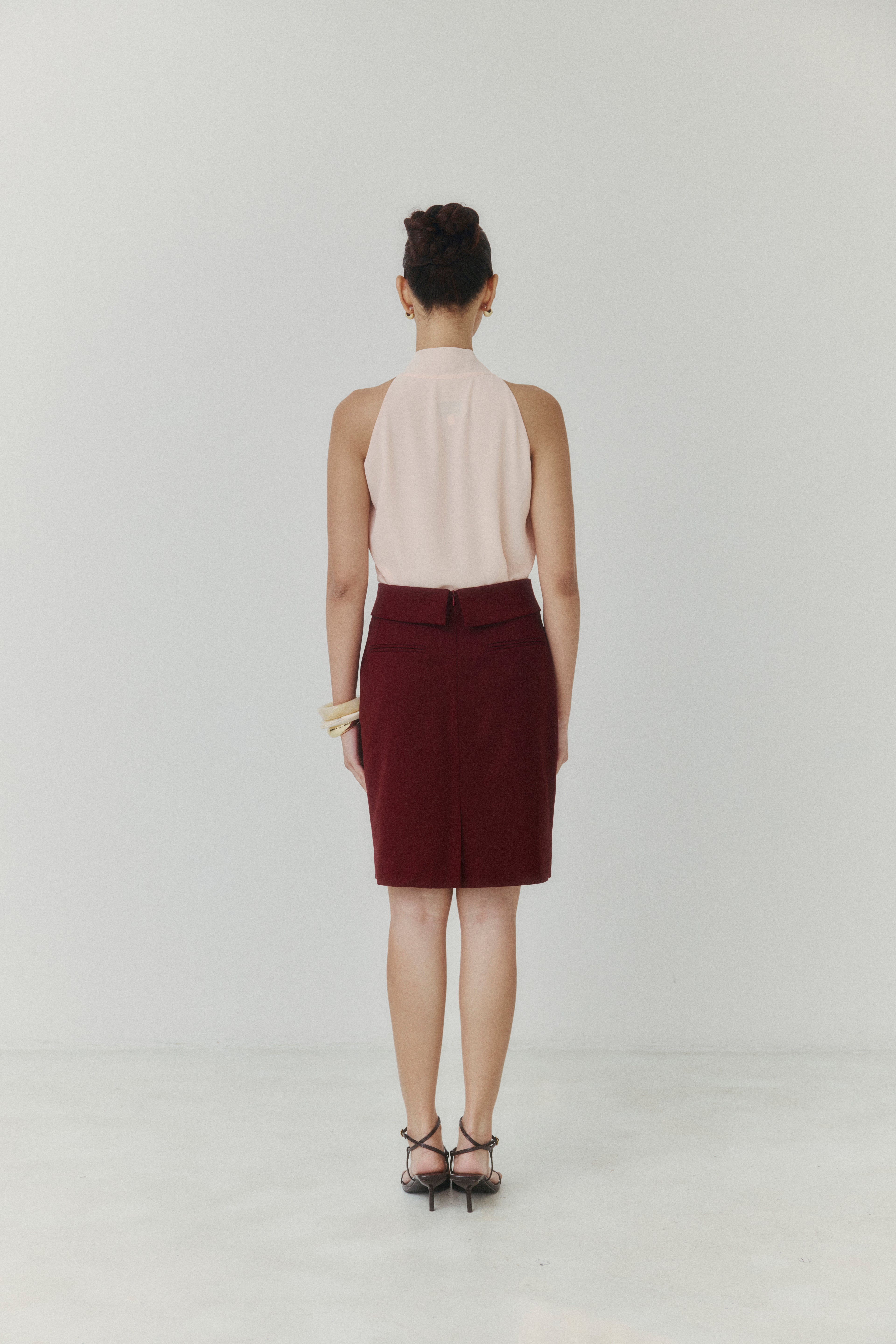 Blush Neck‑Tie Chiffon Blouse