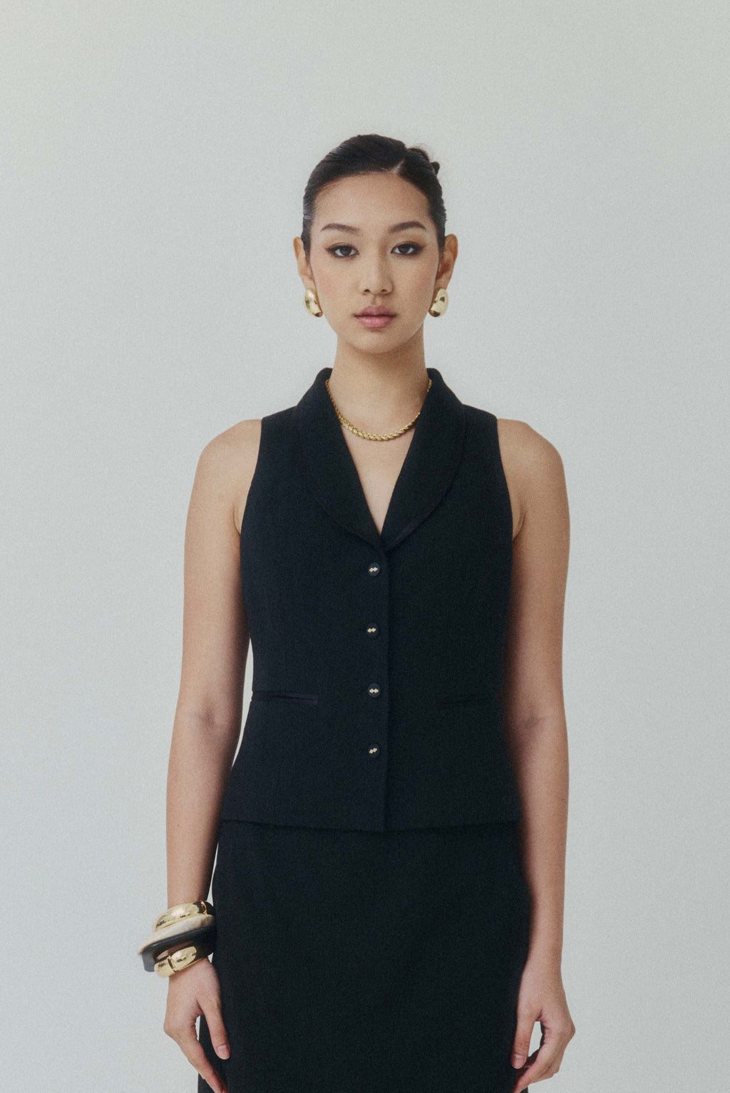 Signature Noir Crepe Waistcoat