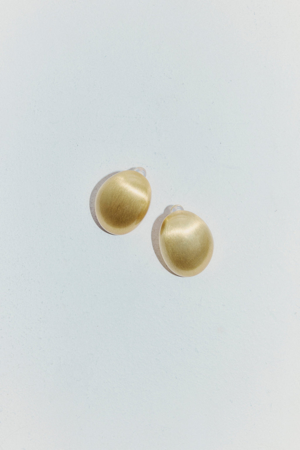 Brushed Gold Oval Stud Earrings