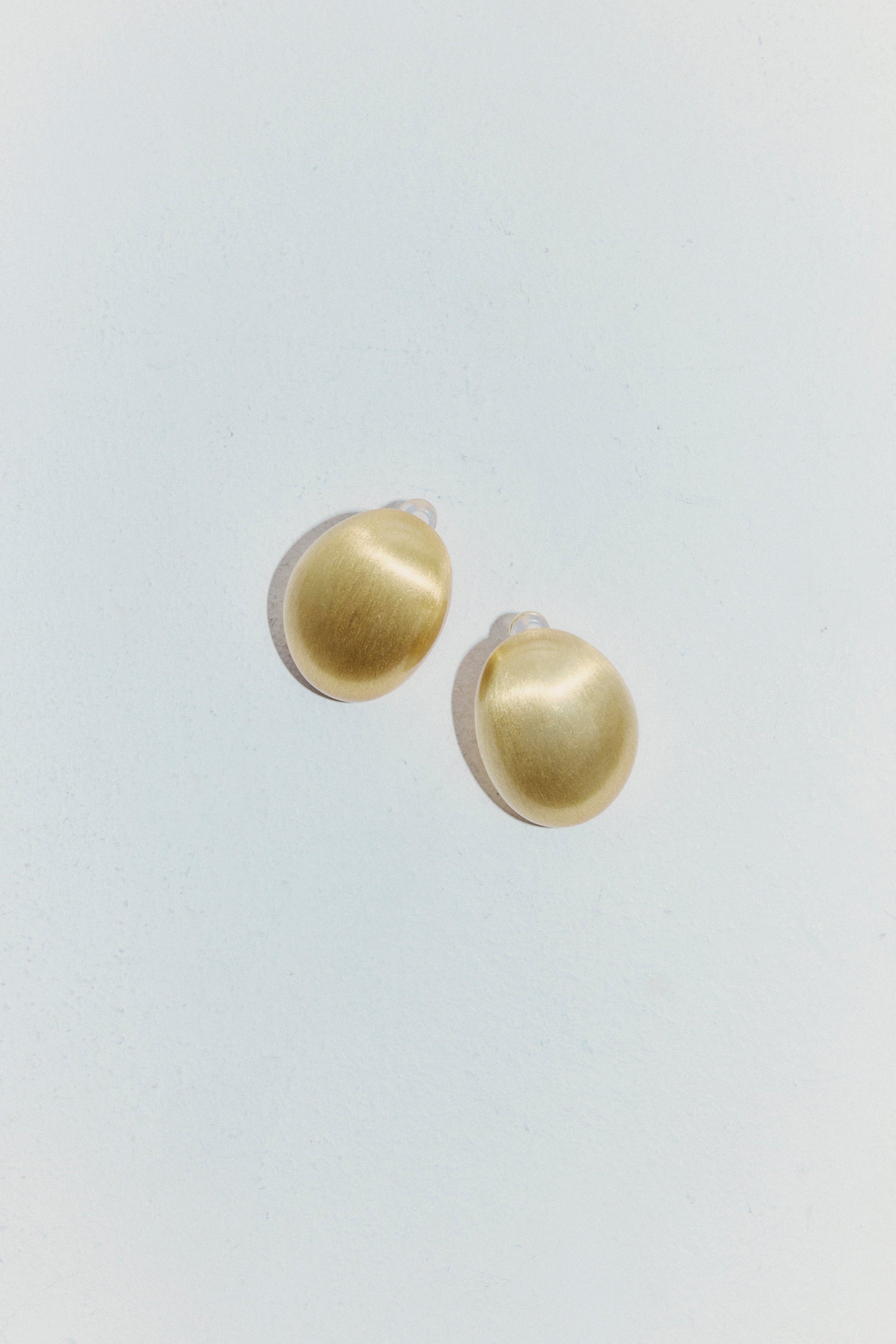 Brushed Gold Oval Stud Earrings