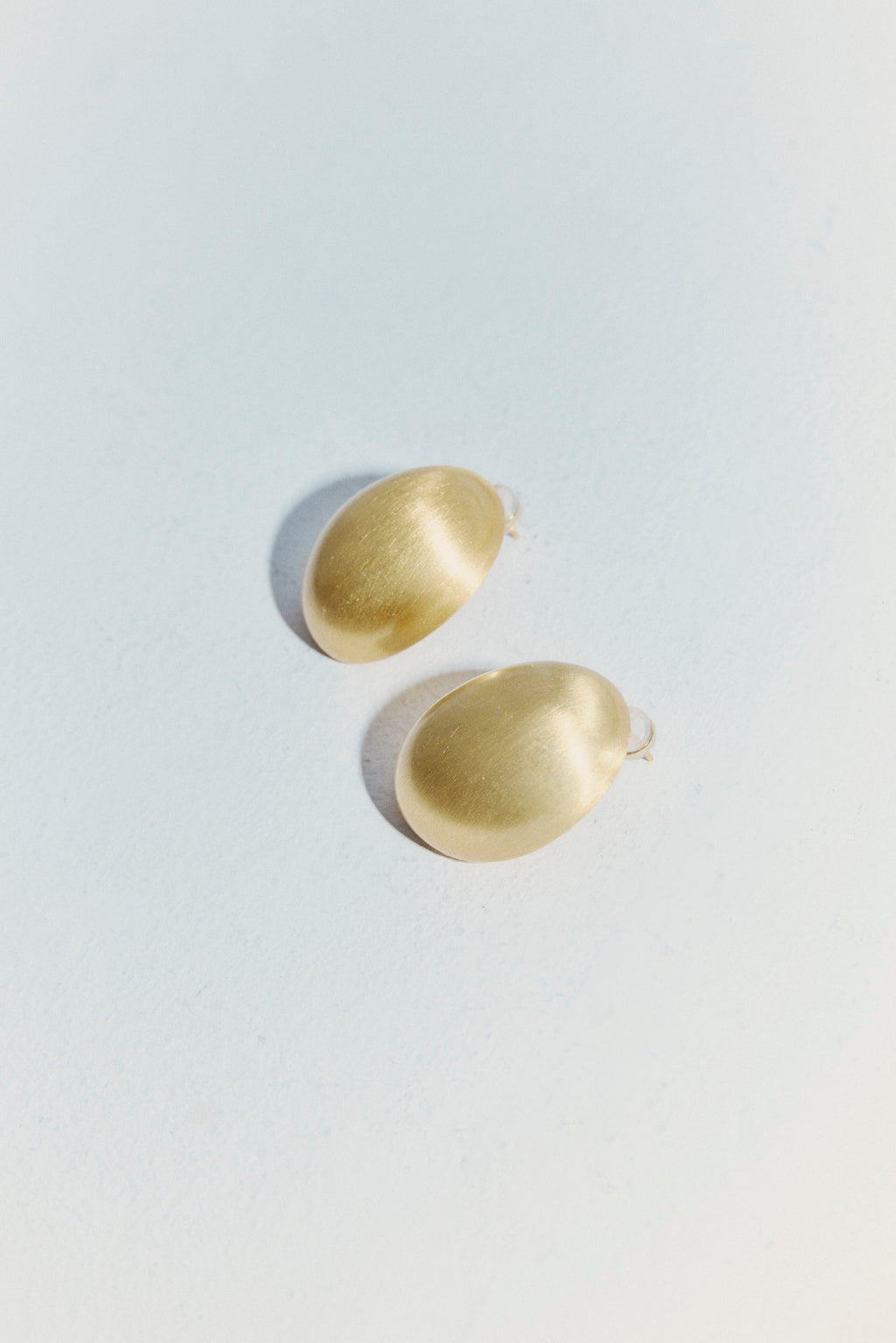 Brushed Gold Oval Stud Earrings