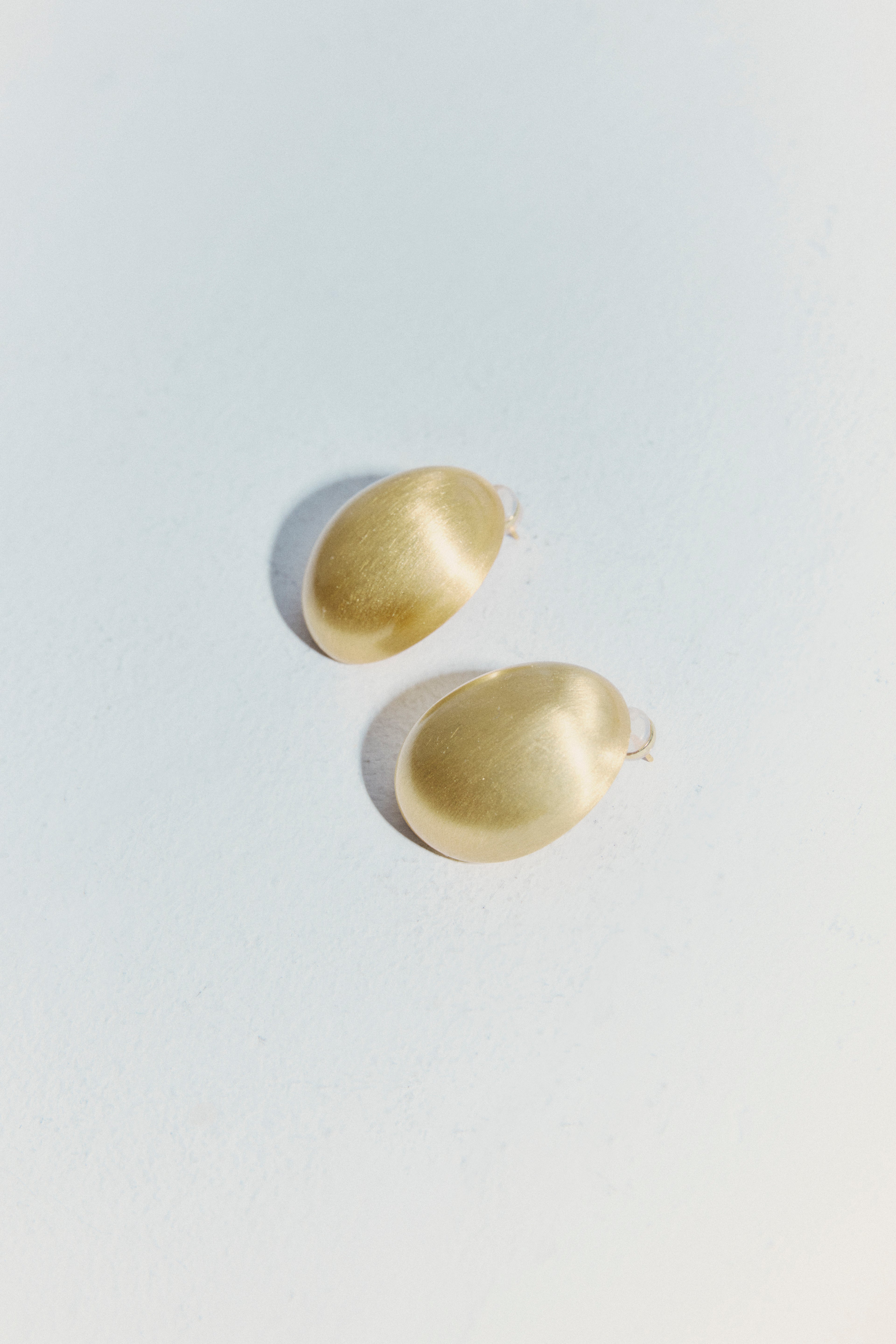 Brushed Gold Oval Stud Earrings
