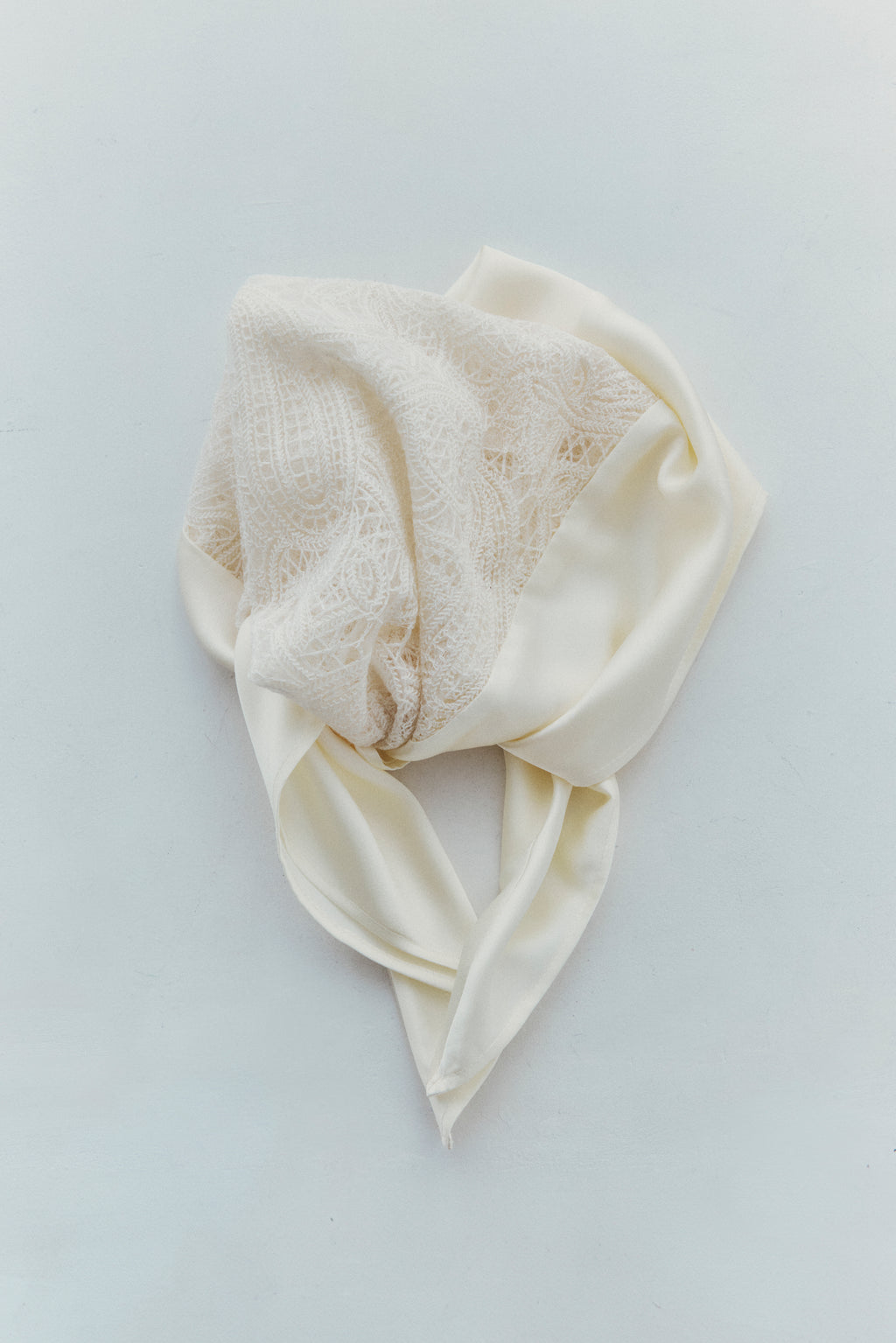 Ivory Cotton Lace-embroidered Scarf