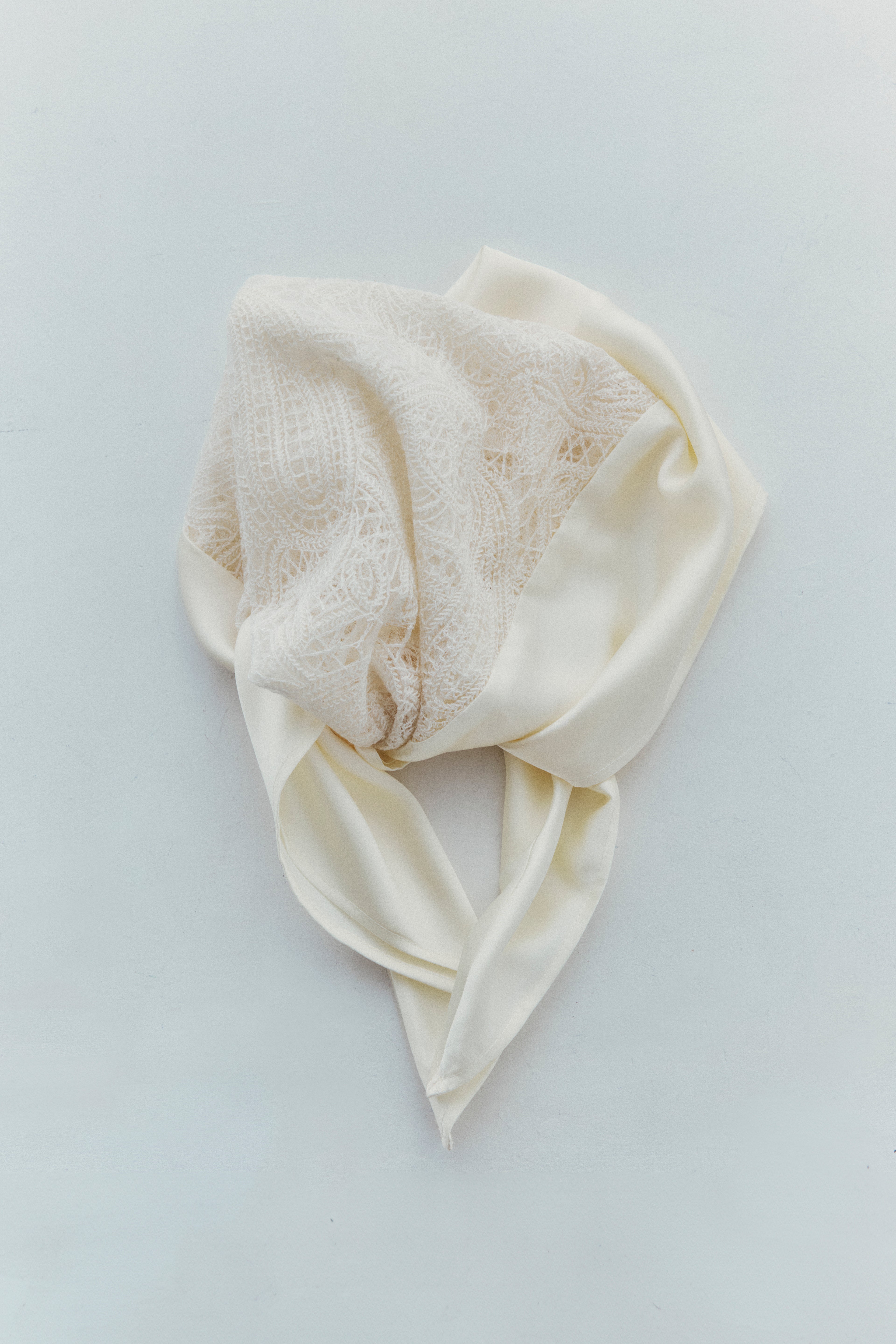 Ivory Cotton Lace-embroidered Scarf
