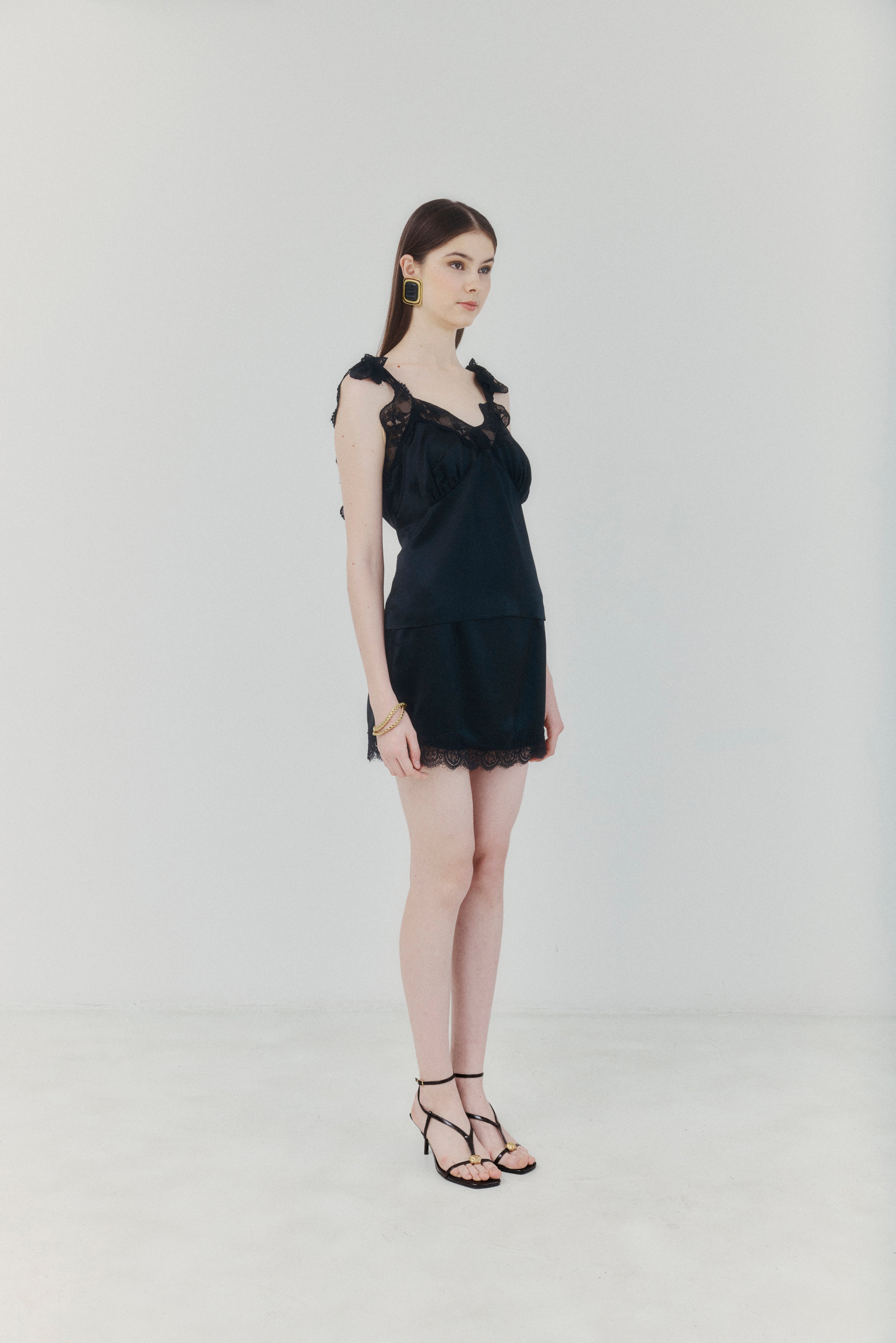 Sweetheart Laced Satin Camisole Top
