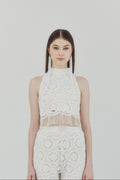Playa Ivory Crocheted Fringe Top