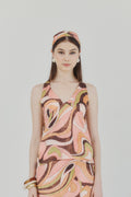 Abstract Harmony Open-back Satin Top