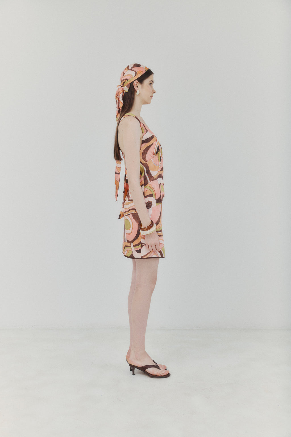 Abstract Harmony Open-back Satin Top