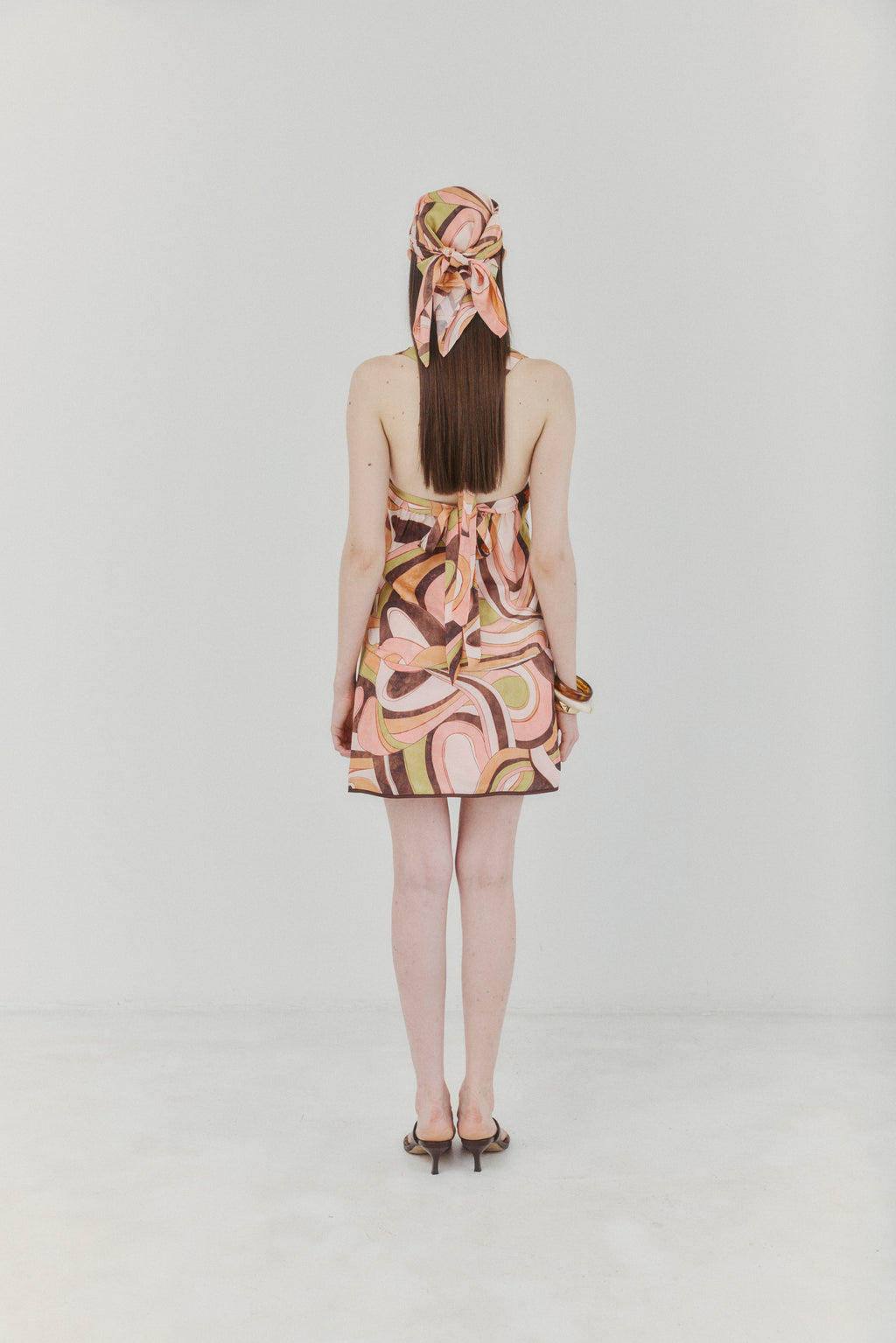 Abstract Harmony Open-back Satin Top