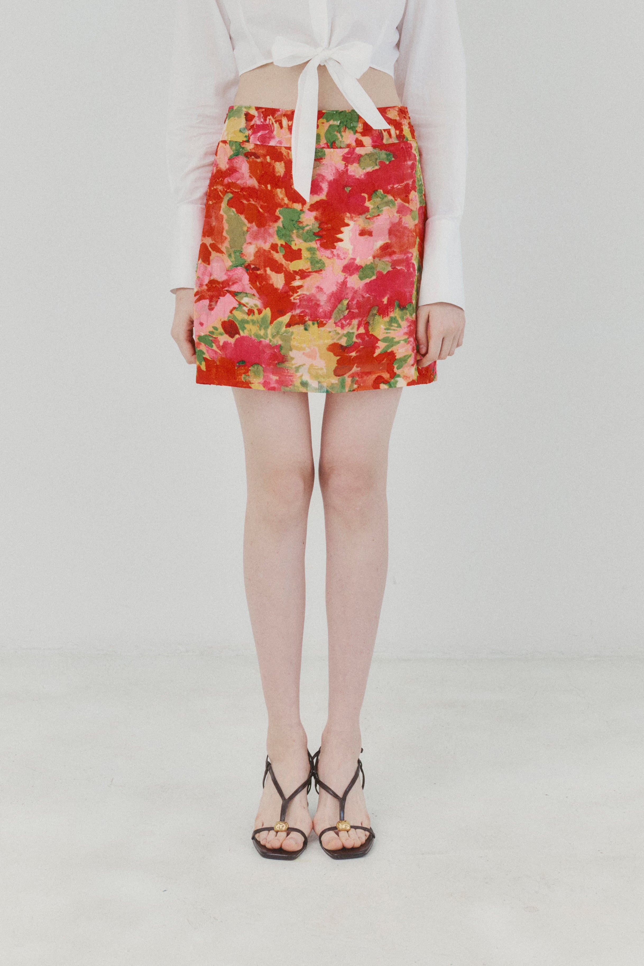 Floral Watercolor Printed Mini Skirt