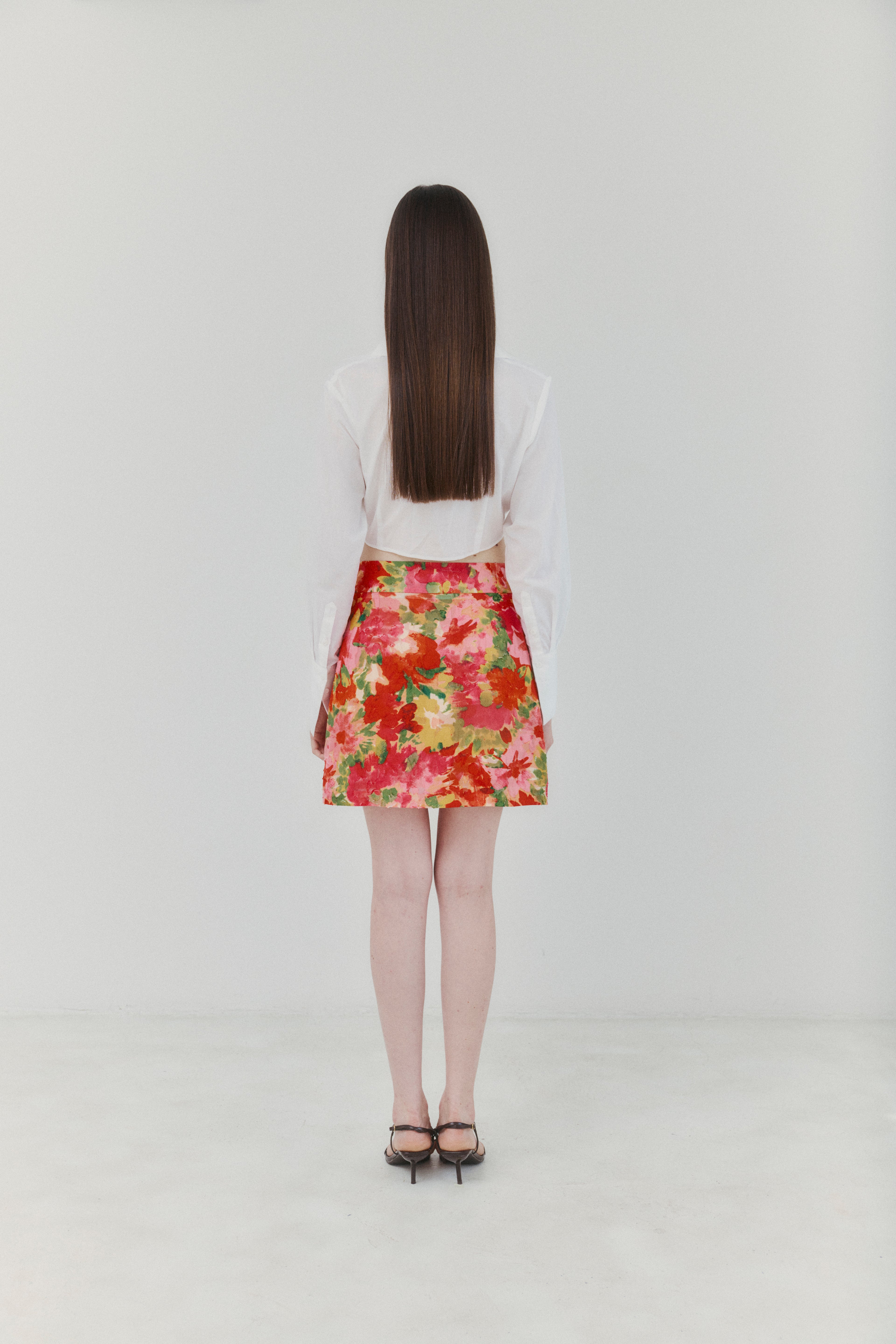 Floral Watercolor Printed Mini Skirt