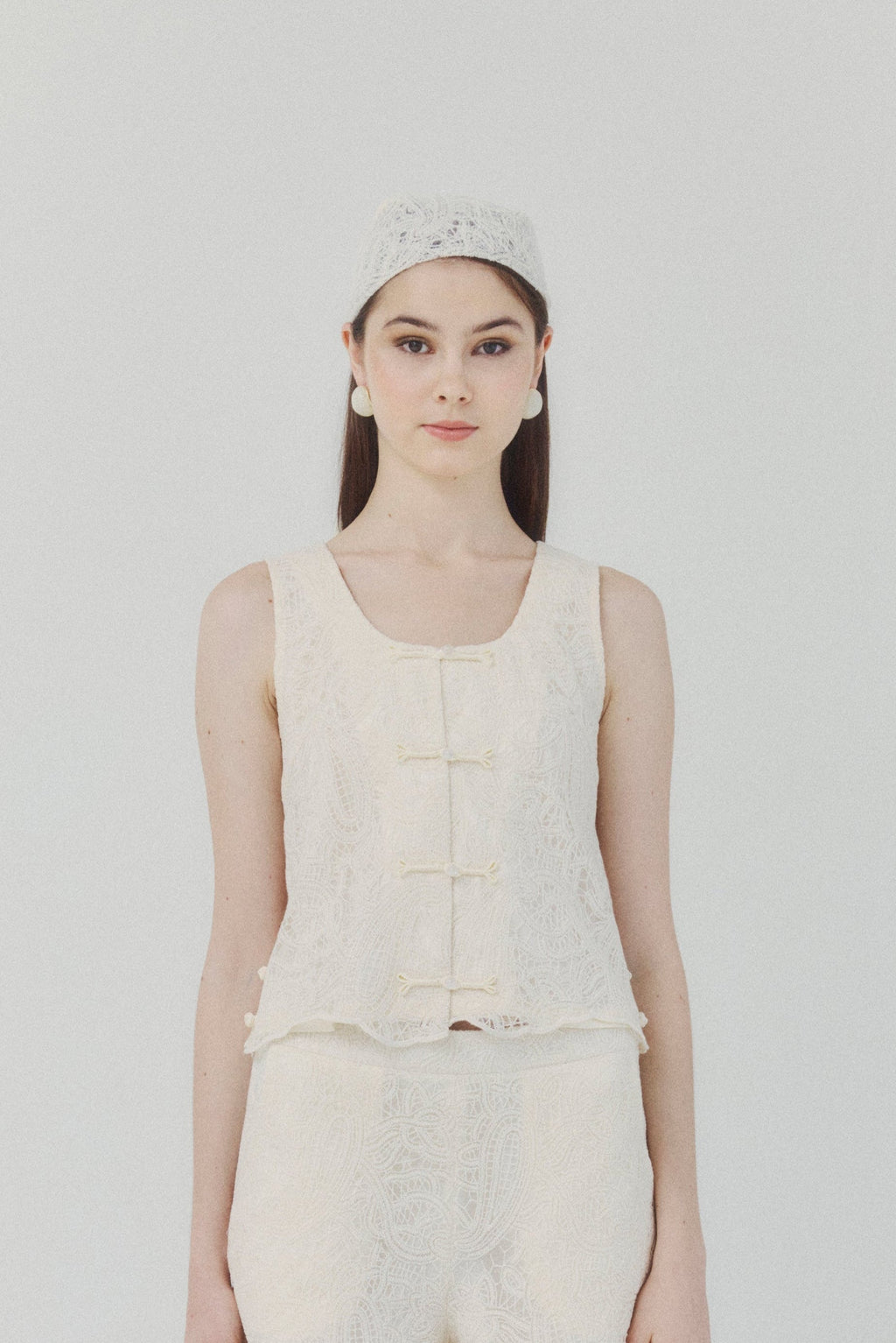 Ivory Cotton Lace-embroidered Top