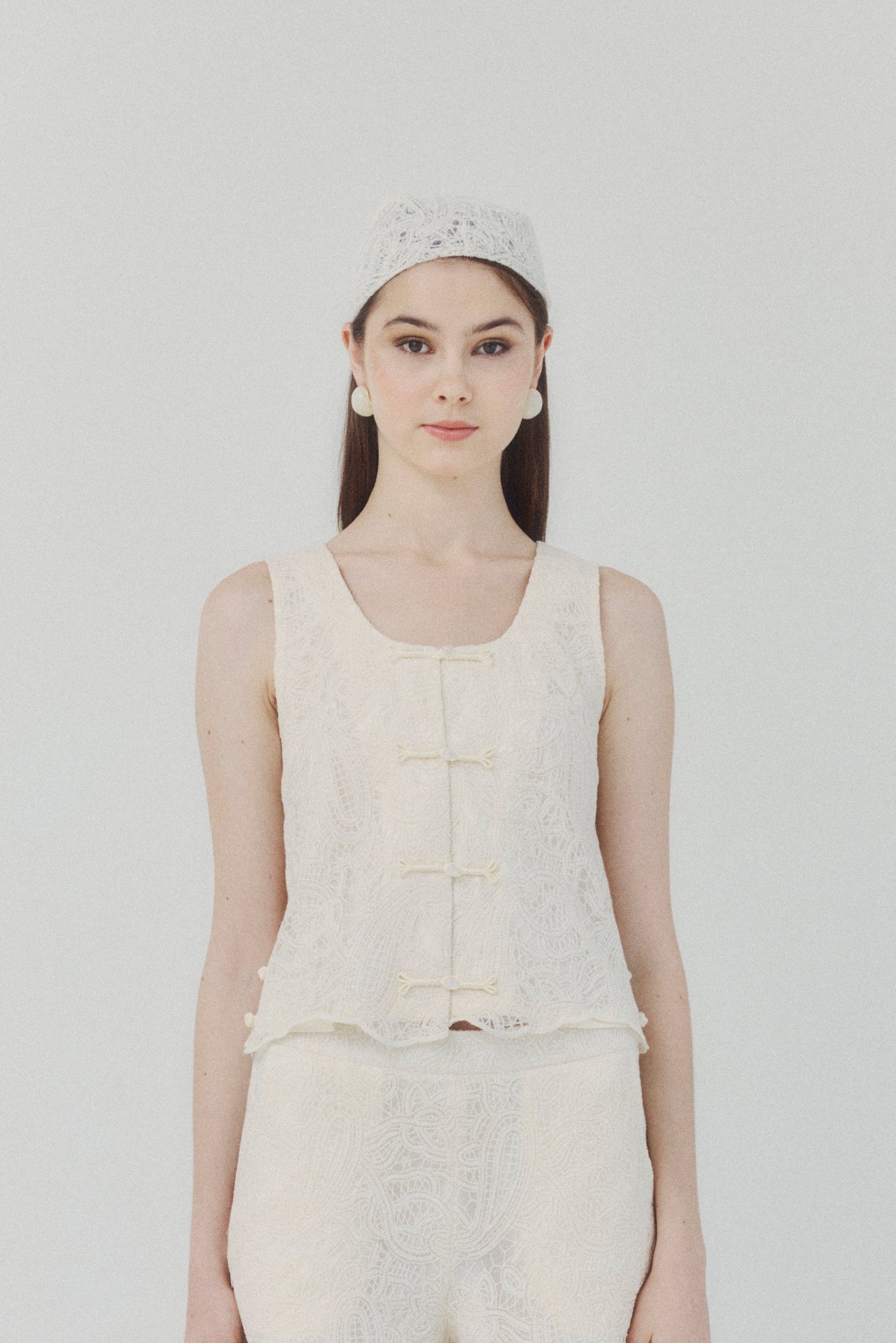 Ivory Cotton Lace-embroidered Top