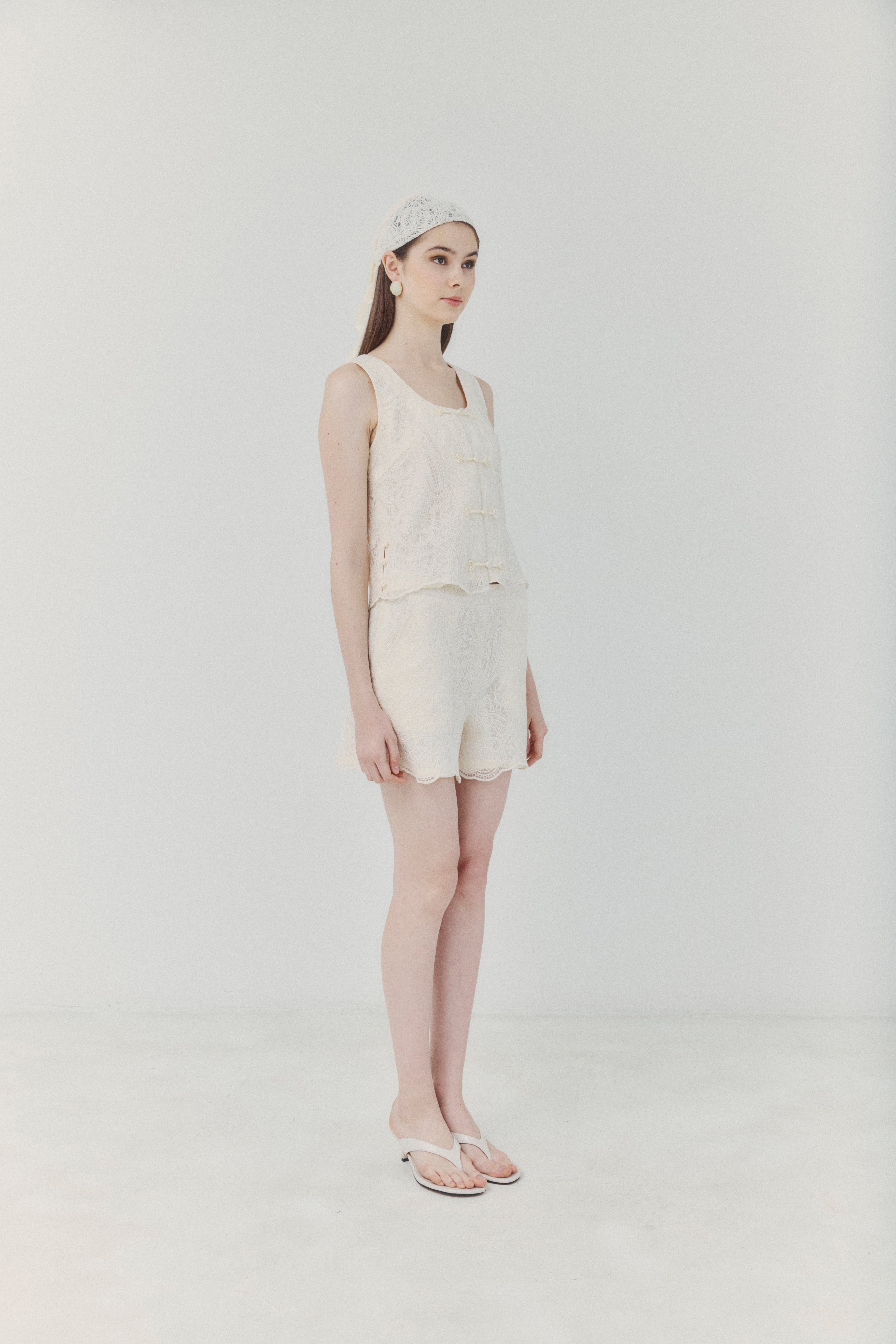 Ivory Cotton Lace-embroidered Top