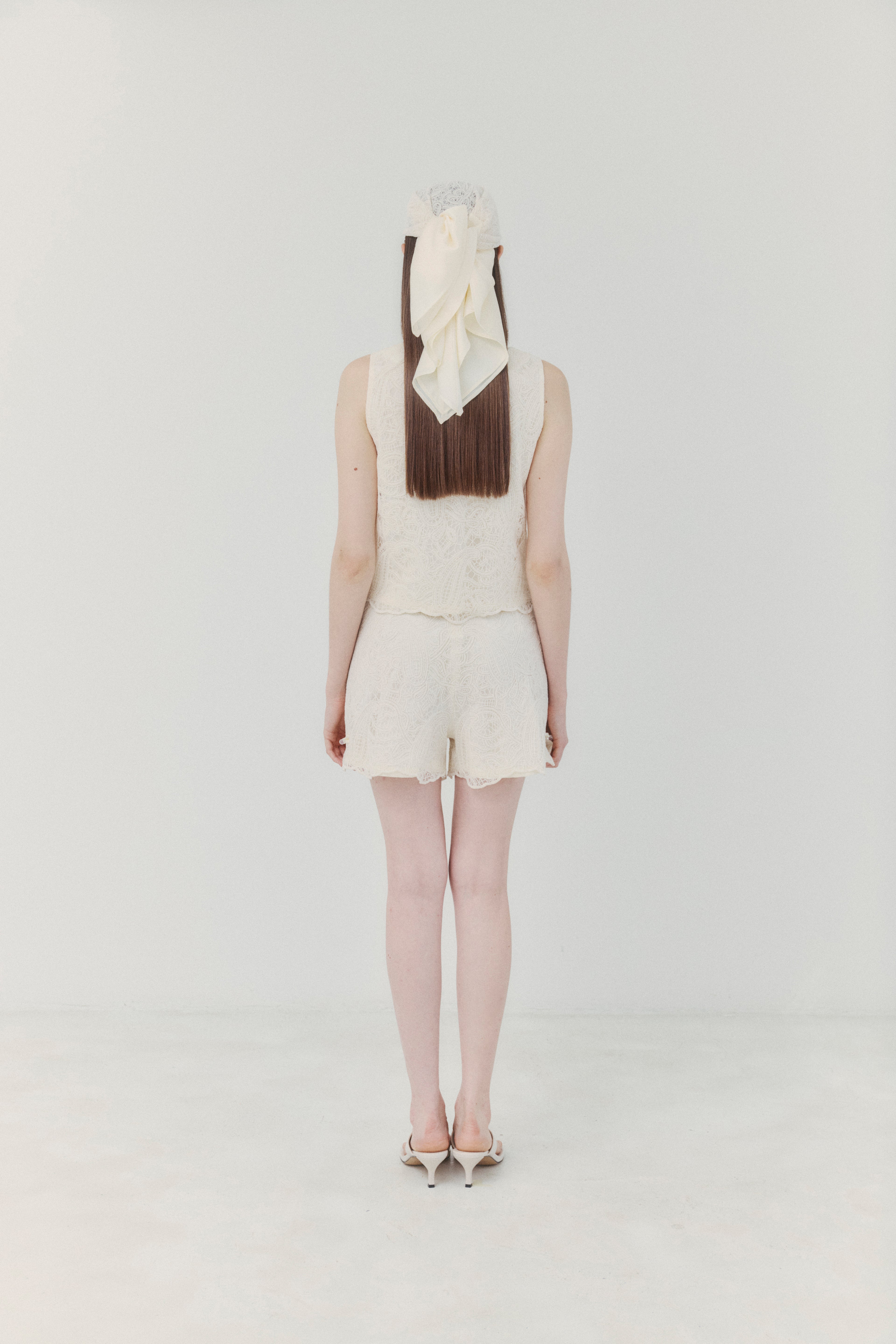 Ivory Cotton Lace-embroidered Shorts