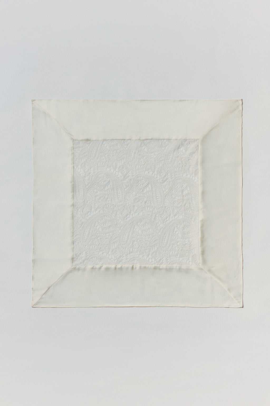 Ivory Cotton Lace-embroidered Scarf