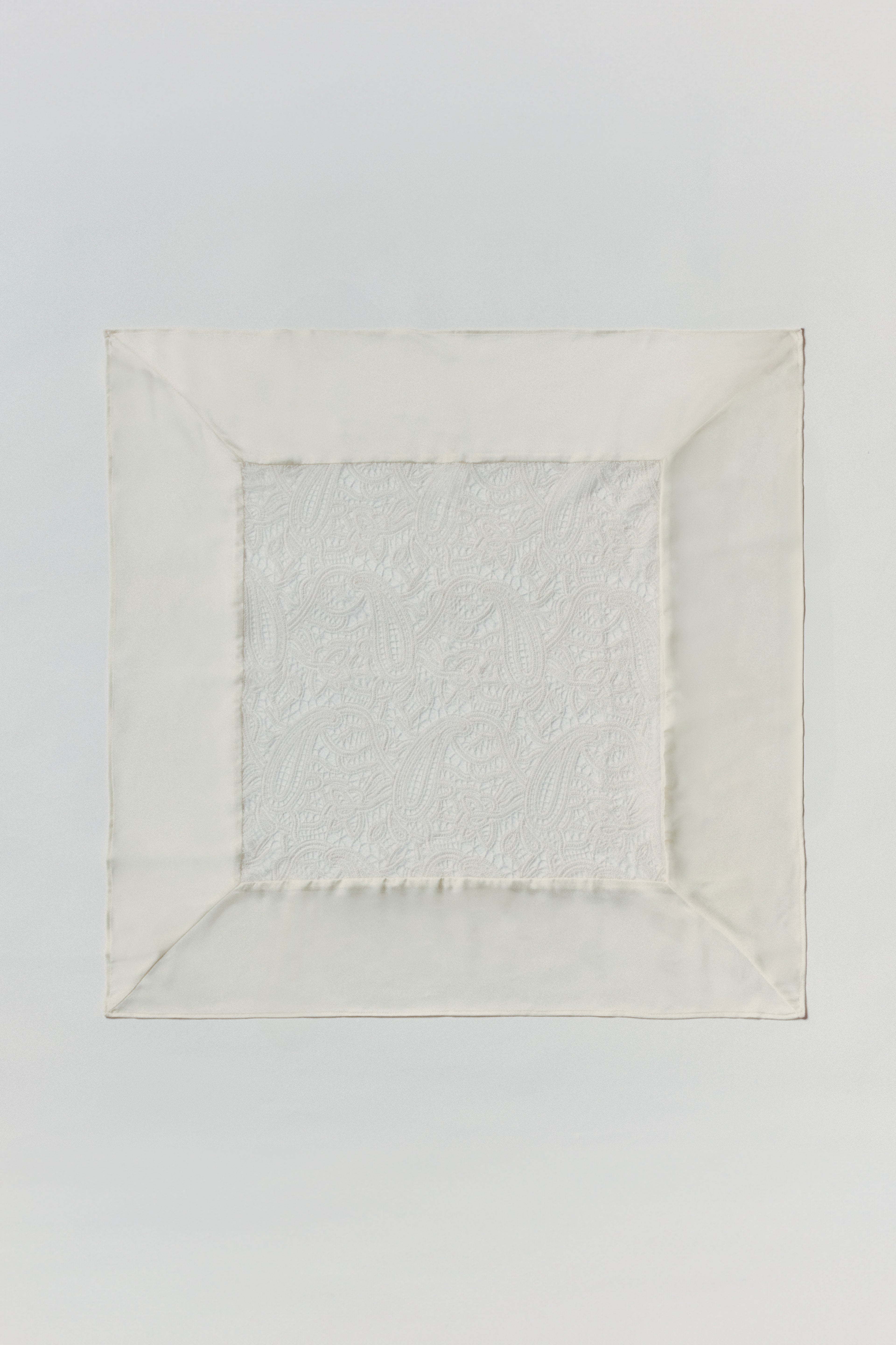 Ivory Cotton Lace-embroidered Scarf